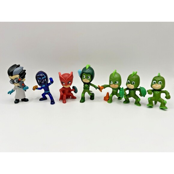 PJ Mask Figures Lot Of 7 Night Ninja Romeo Gecko Owlette Cake Topper - Picture 8 of 8